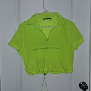 3/$20 Akira Neon Nylon Quarter-Zip crop top
